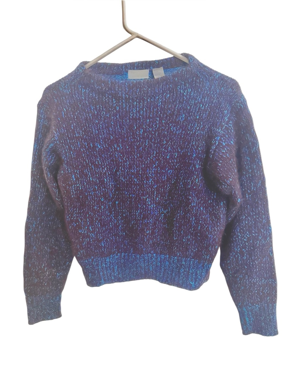Super soft vintage angora blend sweater in beautiful shades of blue and purple.